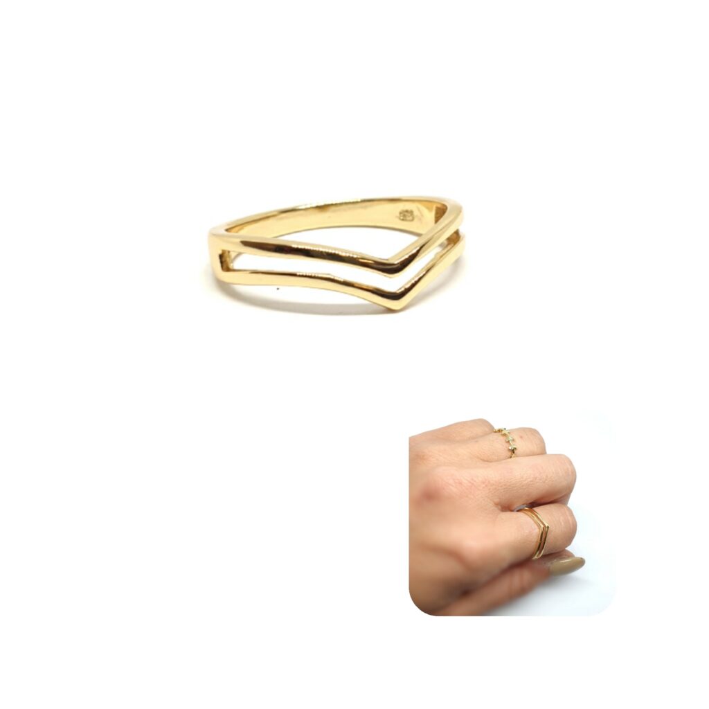 Anillo dos líneas oro de 14 quilates