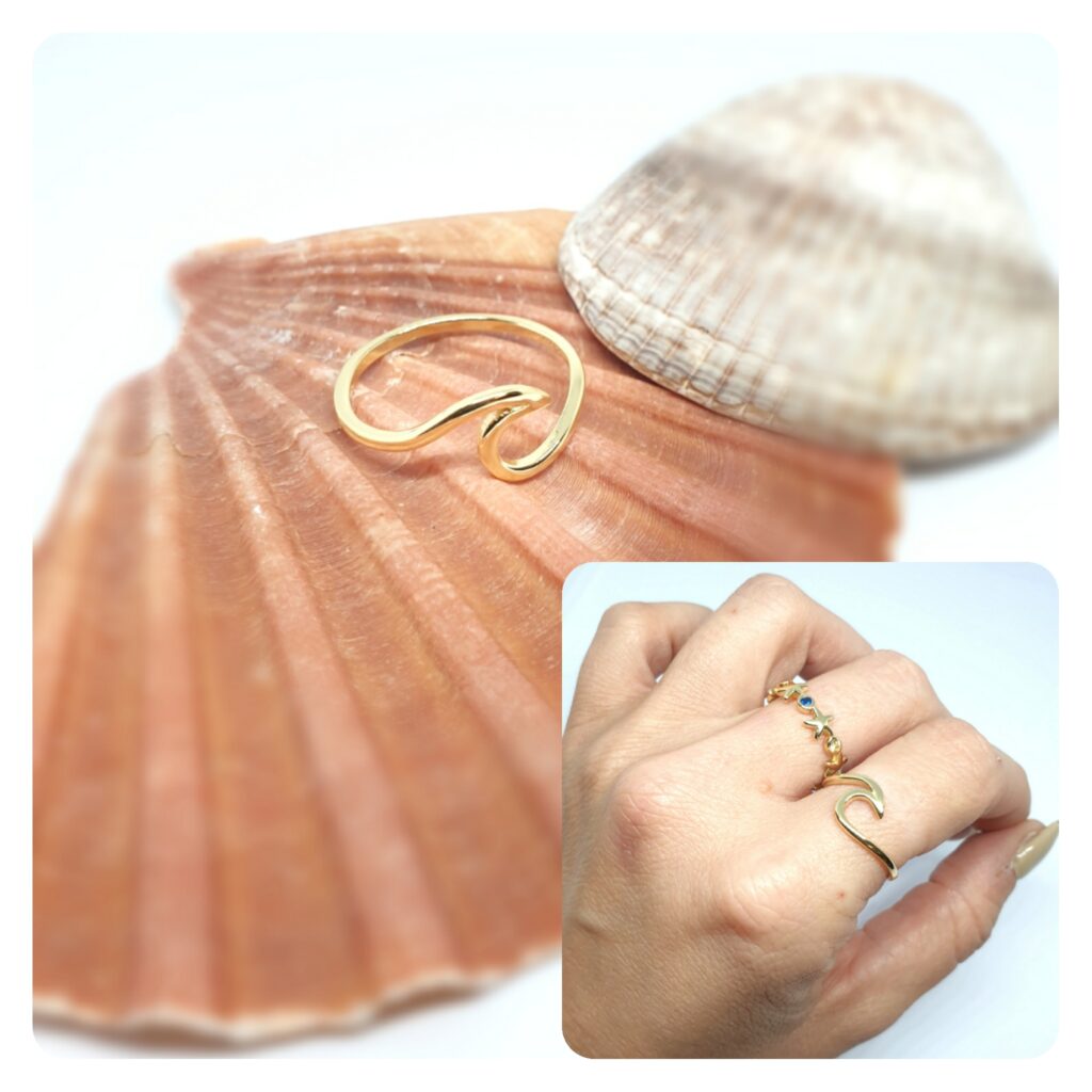 Anillo oro ola de 14 quilates
