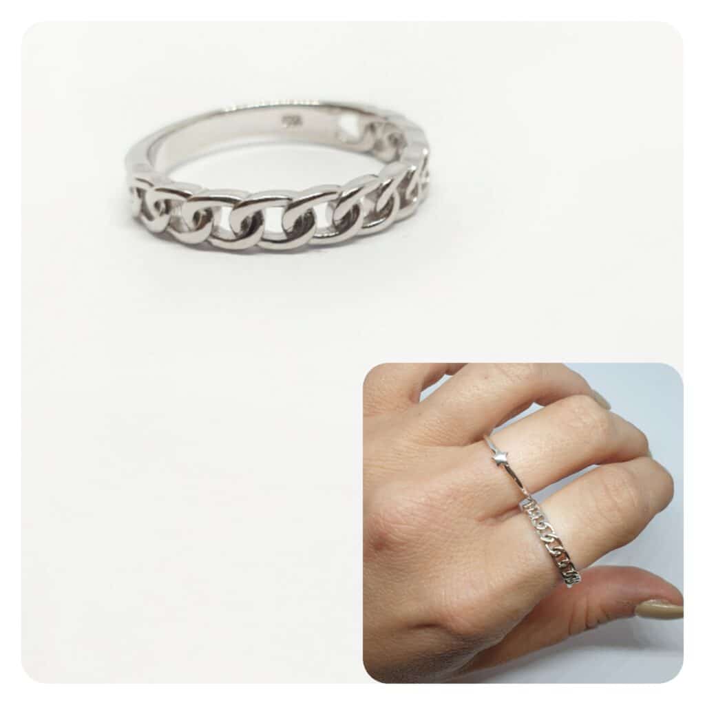 Anillo mini eslabón de plata de ley