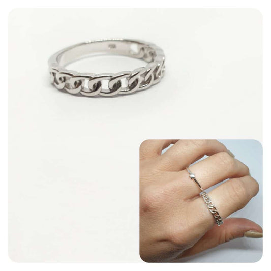Anillo mini eslabón de plata de ley