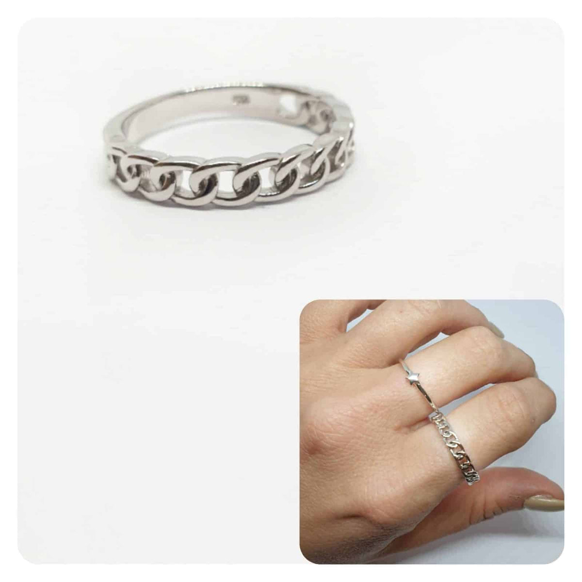 Anillo mini eslabón de plata de ley - vista adicional