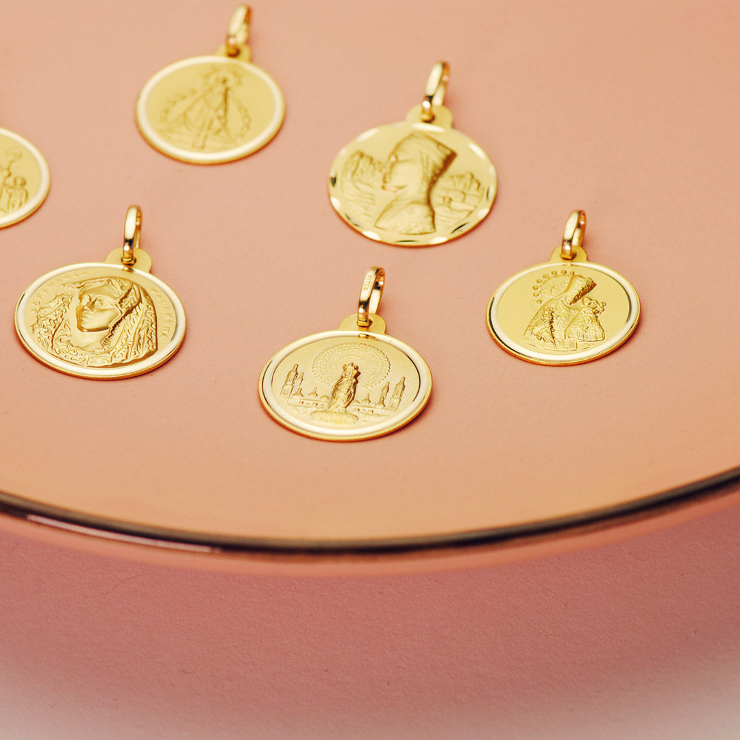 Medalla Virgen del Pilar 18 mm de oro amarillo 18K