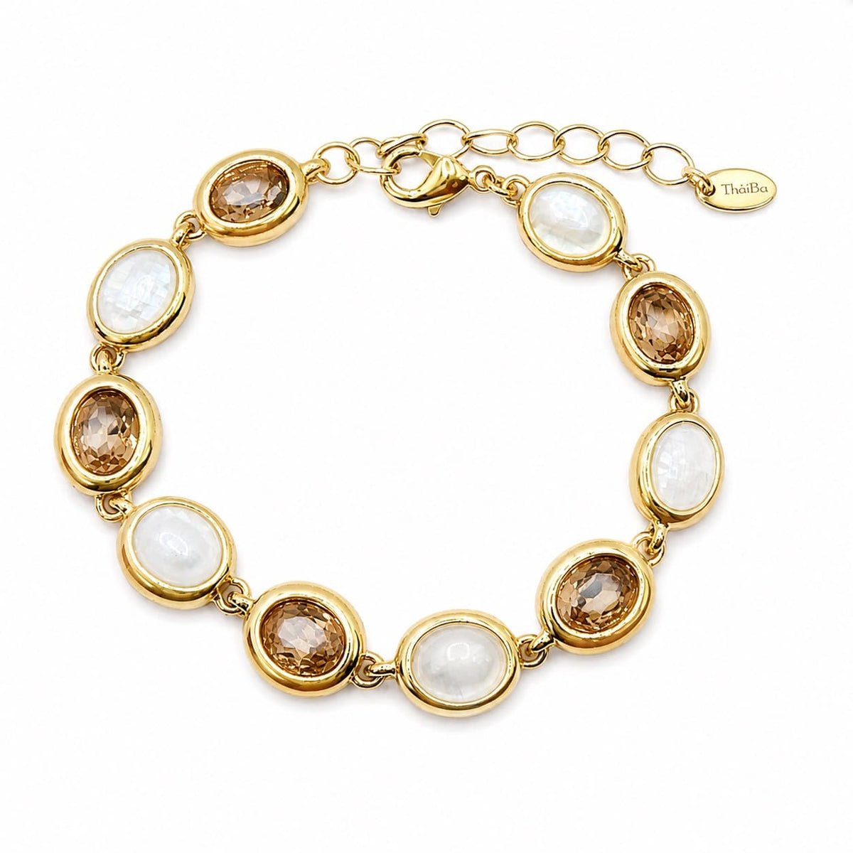 Pulsera nácar terra de aleación de metales con baño de oro de 14 quilates - Joyería Zafir