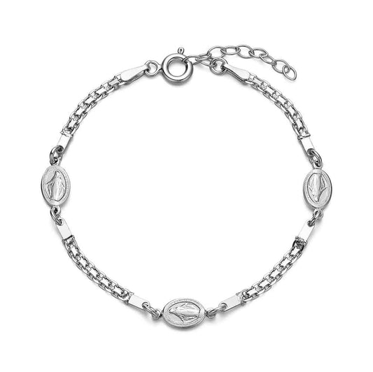 Pulsera de plata rodiada con Milagrosas