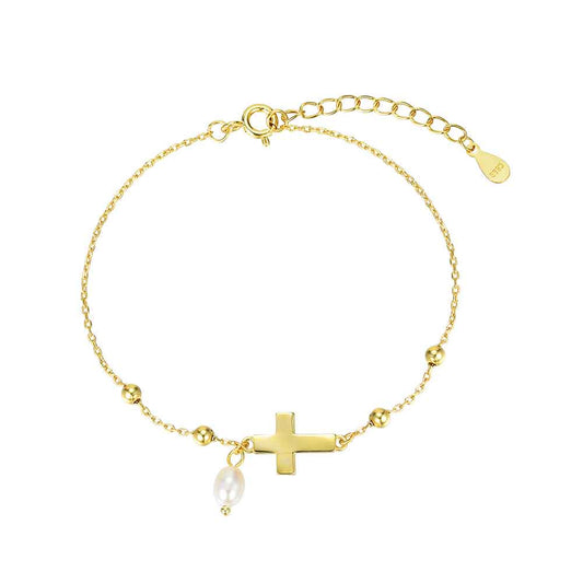 Pulsera de plata chapada cruz