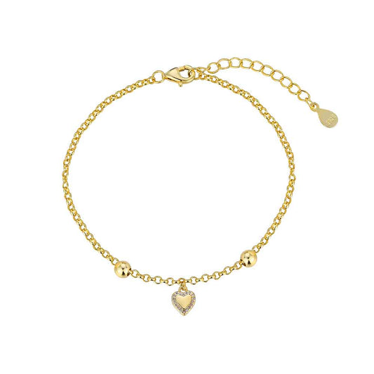 Pulsera de plata chapada corazón con circonitas